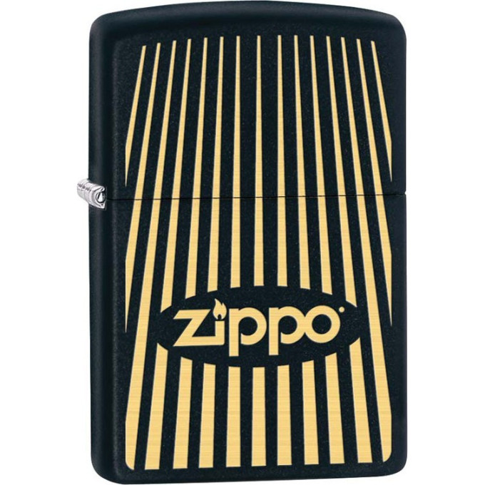 Зажигалка Zippo 218 с логотипом Zippo, матовая чёрная (29218)